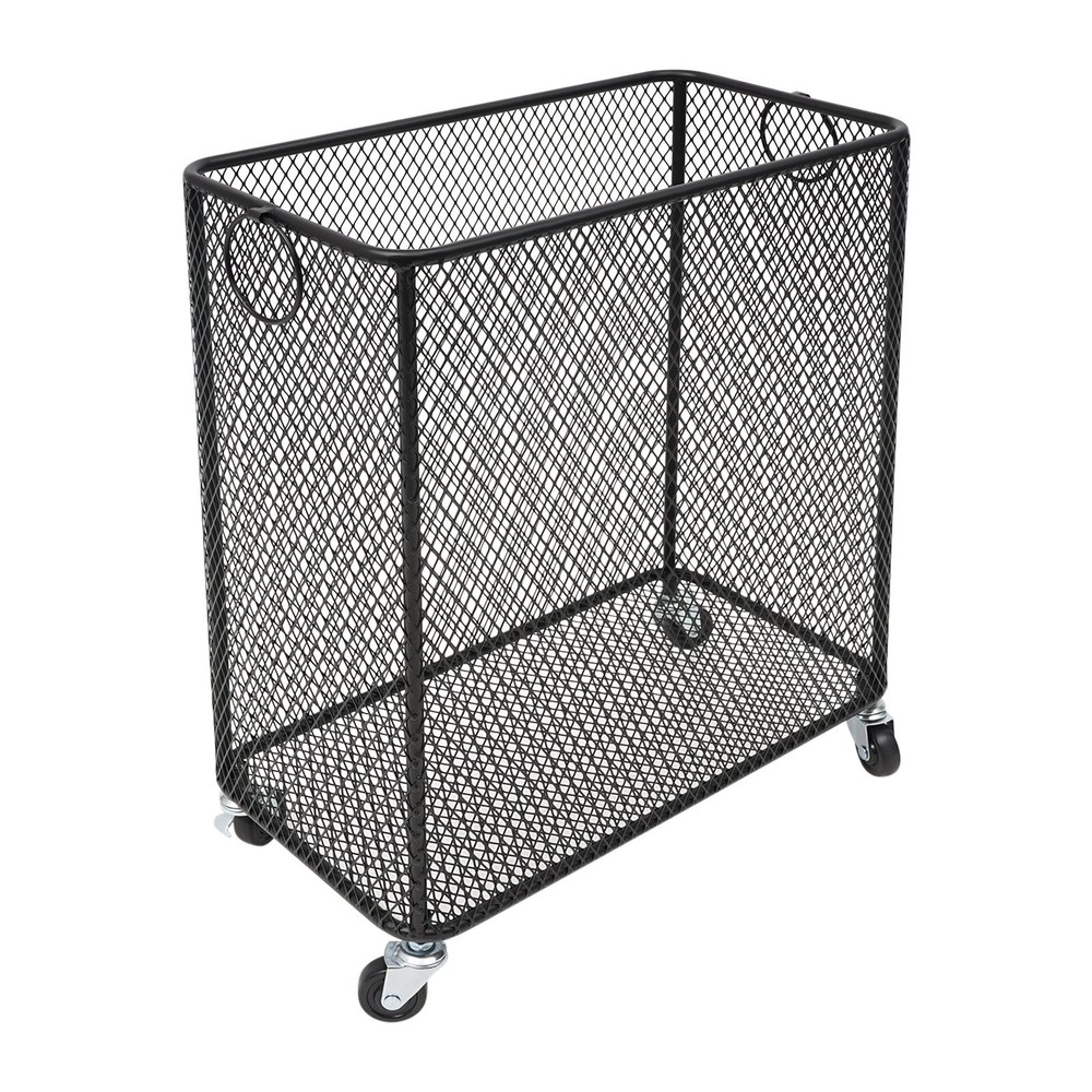 Rolling Laundry Basket with Wheels - Metal Wire Laundry Hamper Rectangular