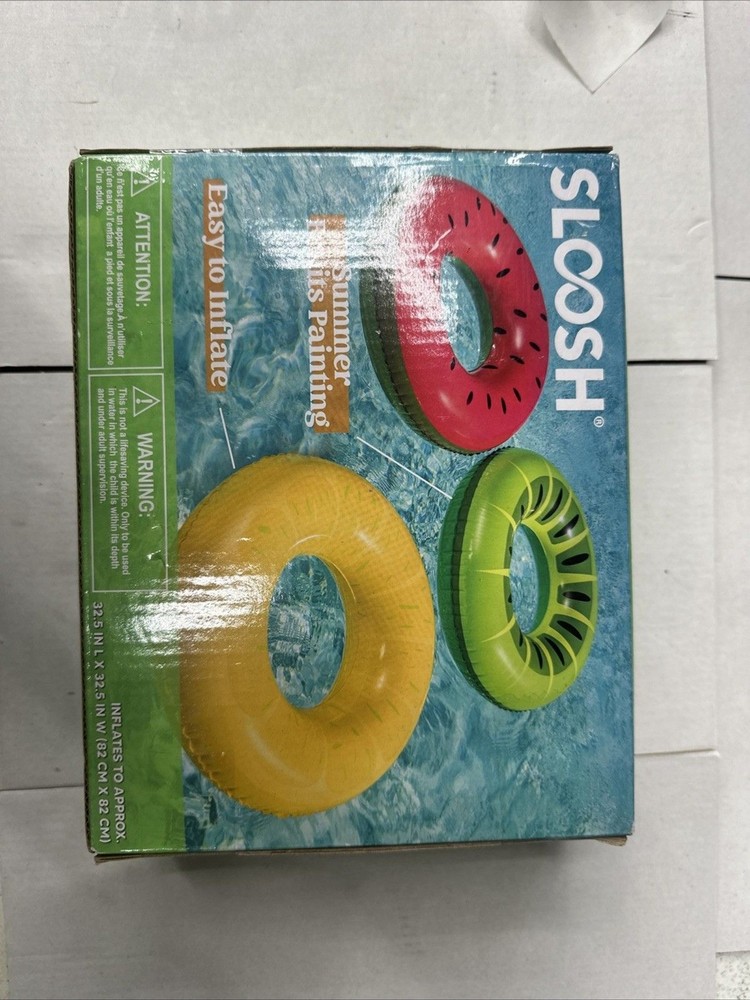 Sloosh Fruity Pool Float Inflatable Rings 3 Pack 32.5” Ages 9+