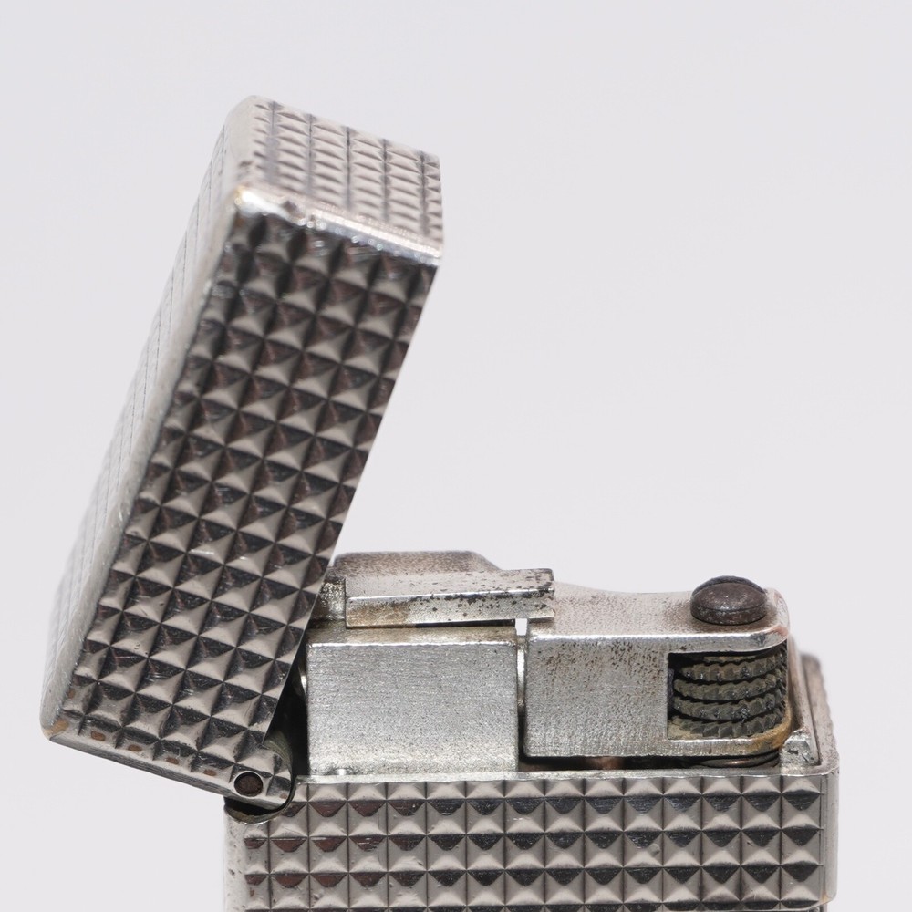 Dunhill Lighter Silver Plate Hobnail Pattern_Ultrasonically cleaned_Working