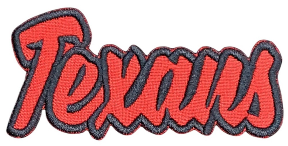 Texans Text  Embroidered Applique Iron On Patch Three Sizes Customize