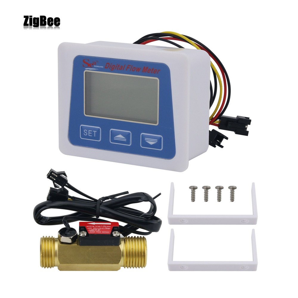 Electronic Intelligent Water Flow Meter 1/2” External Thread Digital Display