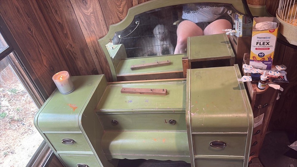antique vanity with mirror
