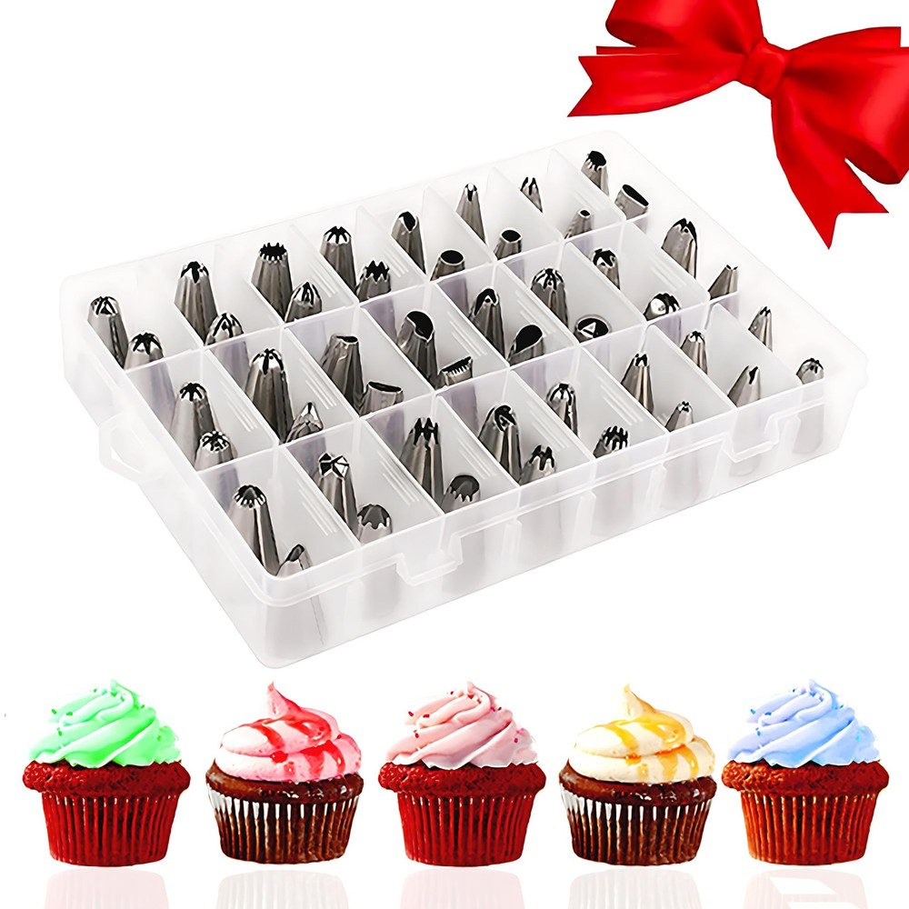 48-Piece Numbered Piping Tips, Cookie Icing Tips, Cookie Decorating Kit, Cake...