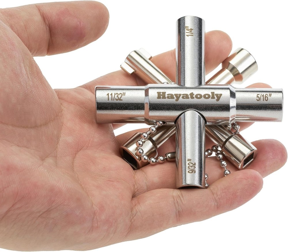 4 Way Sillcock Key Set Utilities Key Multi-functional Water Key 2-Pa...