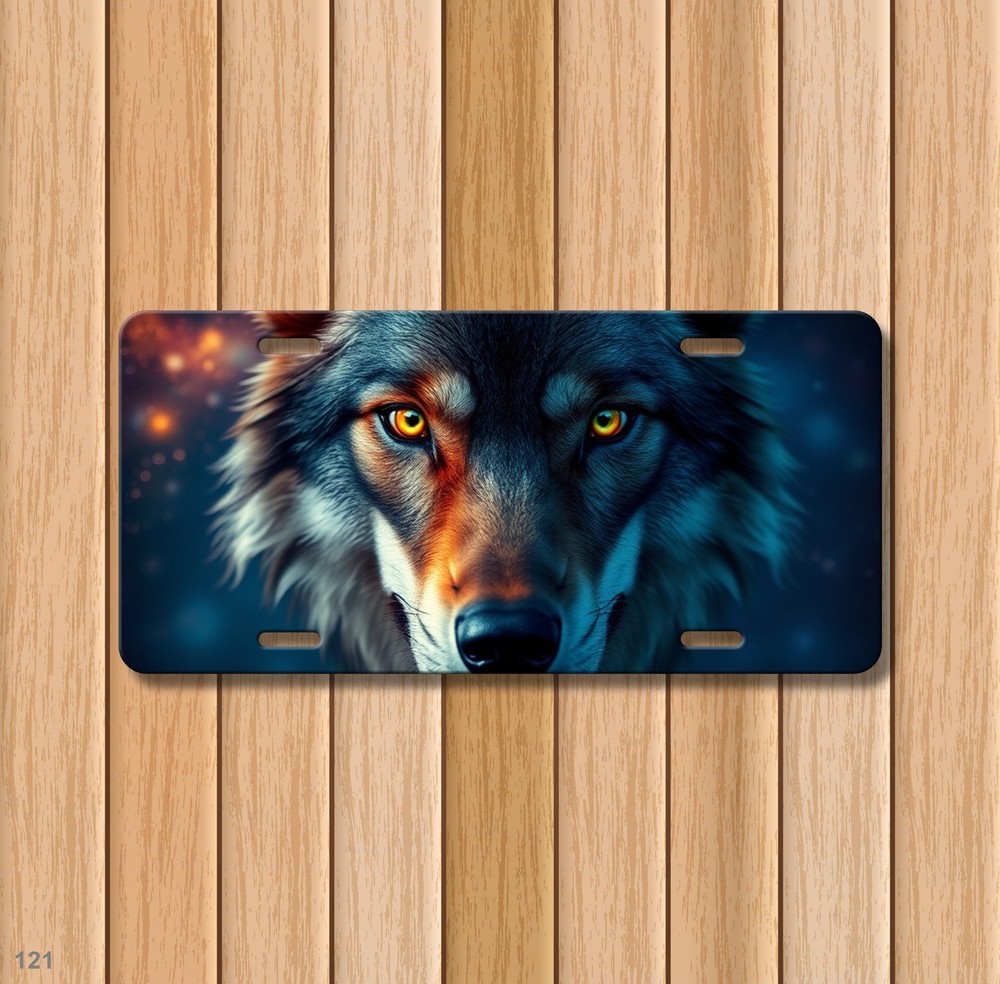 Unique Wolf License Plate Optional Text Auto Tag Holiday Gift