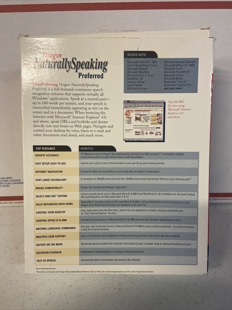 Dragon Naturally Speaking Preferred version 4 Continuous Speech Recognition