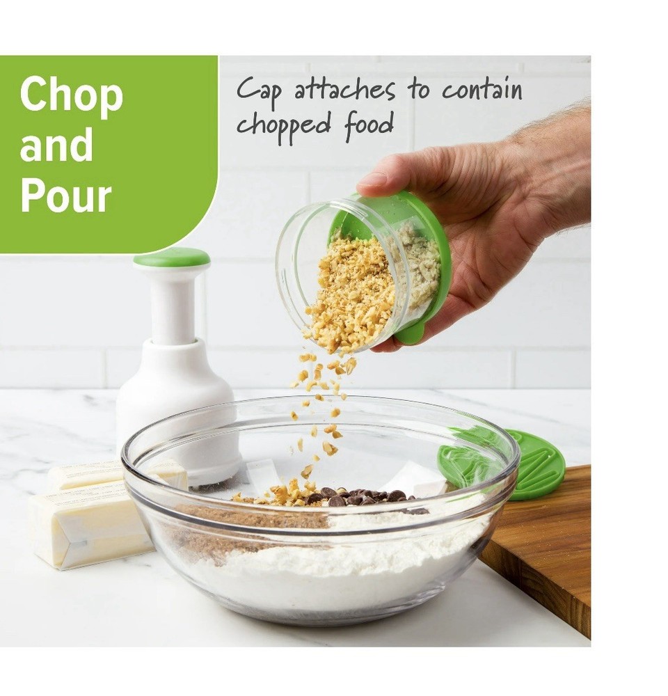 Progressive Prep Solutions Fresh Food Chopper Manual Push Function White/Green