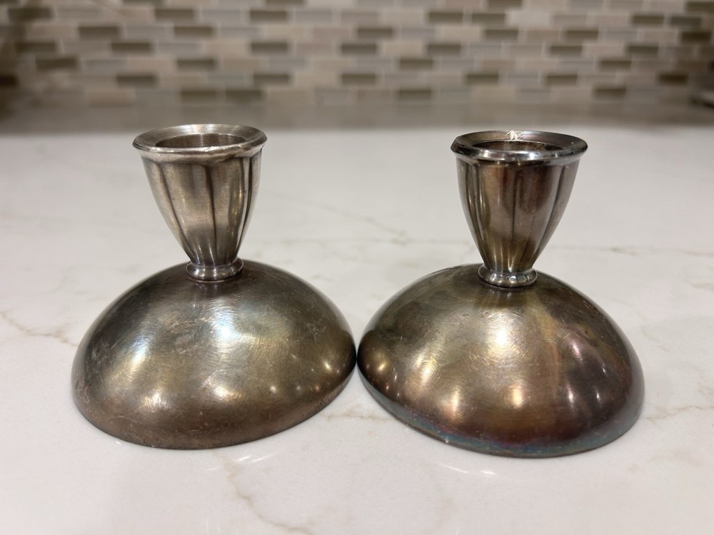 Art Deco-Style Silverplate Candlestick Holders by Oneida Silversmiths