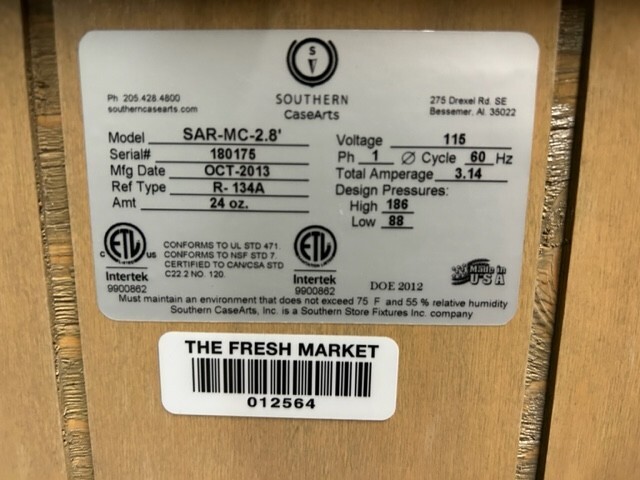 Southern Casearts (SAR-MC-2.8') Rolling refrigerated display