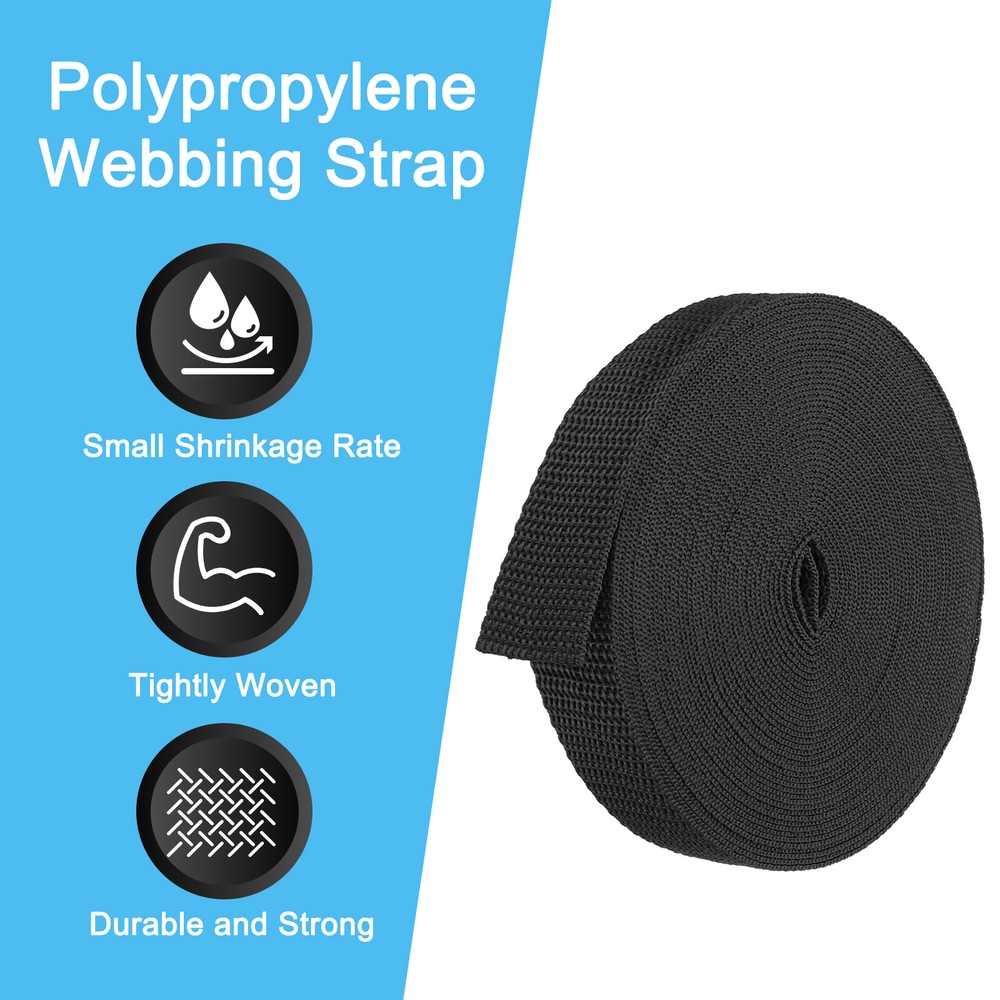 10 Yard Webbing 1 Inch Polypropylene Webbing Strap Chair Straps Black