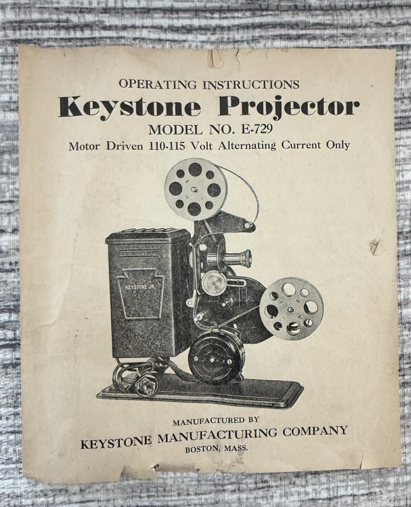 Keystone Moviegraph Projector E-729 W/ Instructions Manual Untested