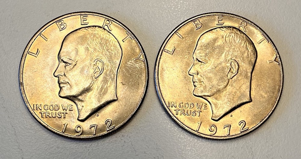 Two 1972-D Eisenhower "Ike" Dollars Brilliant Uncirculated