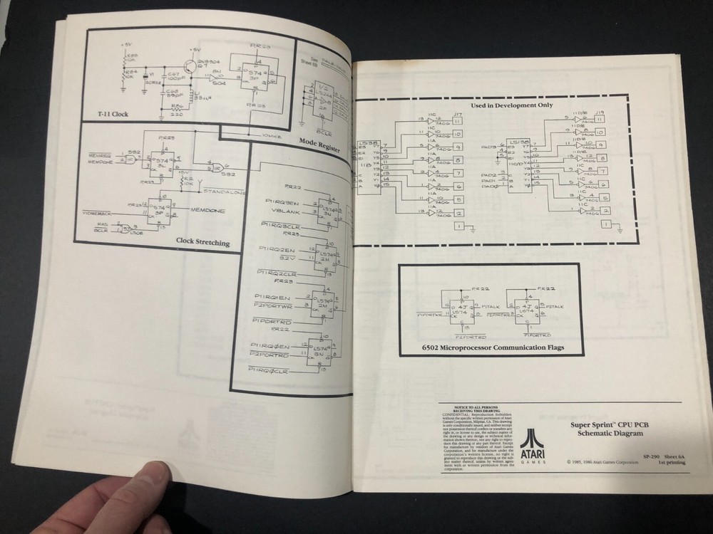 Atari Super Sprint Schematic Package Supplement to Operators Manual