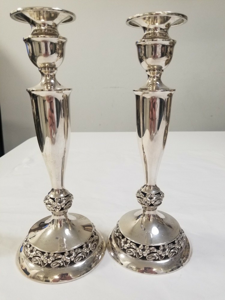 STERLING SILVER PAIR OF CANDLESTICKS  1950'S