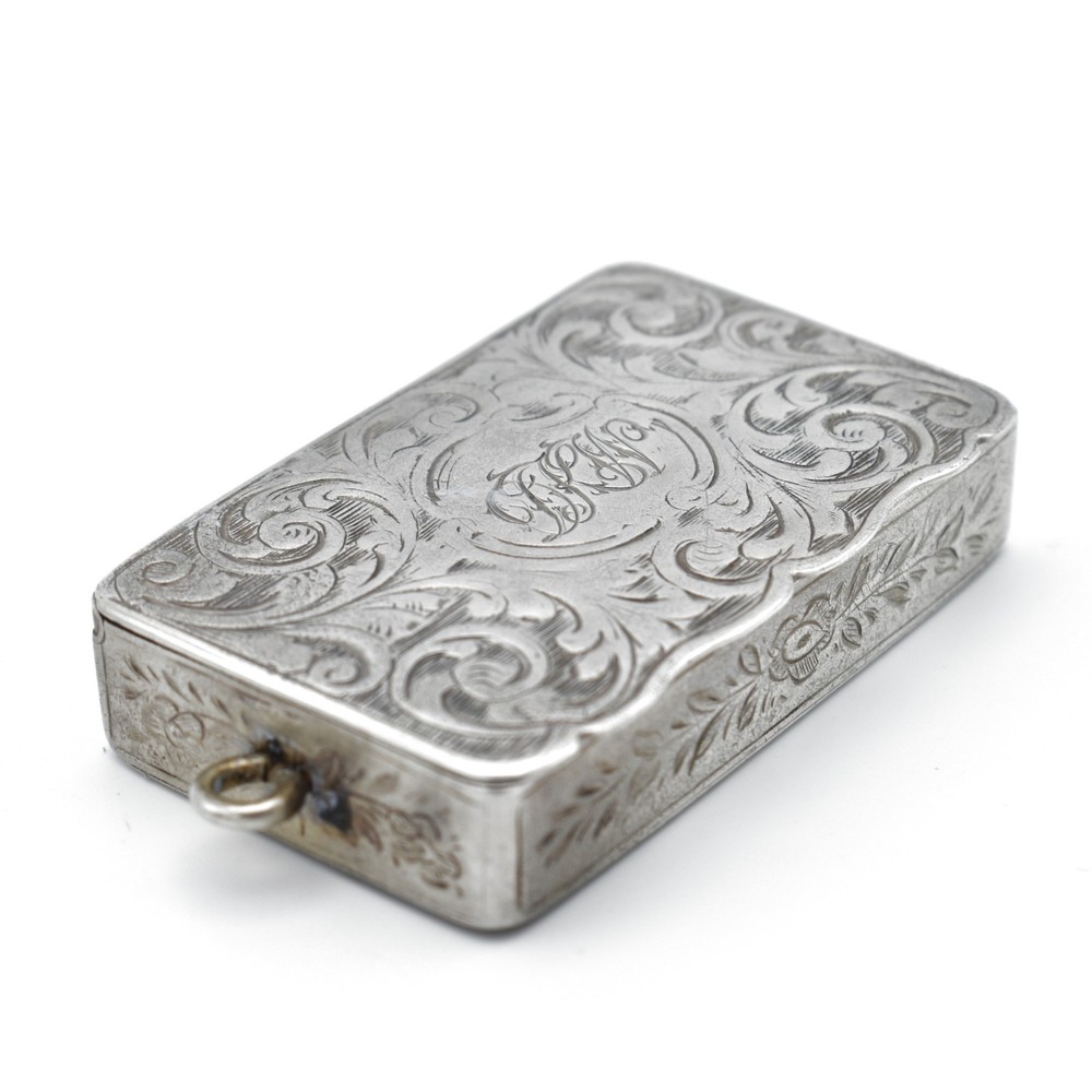 Antique Solid Silver Snuff Box Vesta Case Victorian 1863