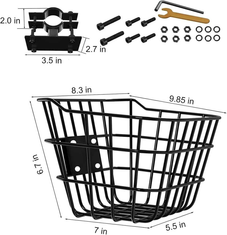 Scooter Basket,Small Front Basket with Fixed Holder - Rust-Resistant 2 gls Capac
