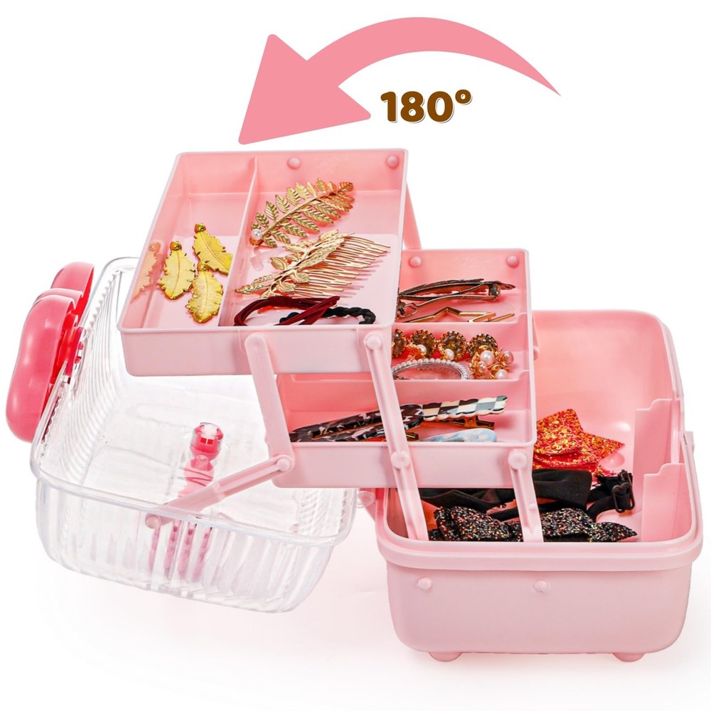 Noamus 11" Three-Layer Multipurpose Storage Box, Clear Plastic Art Craft Orga...