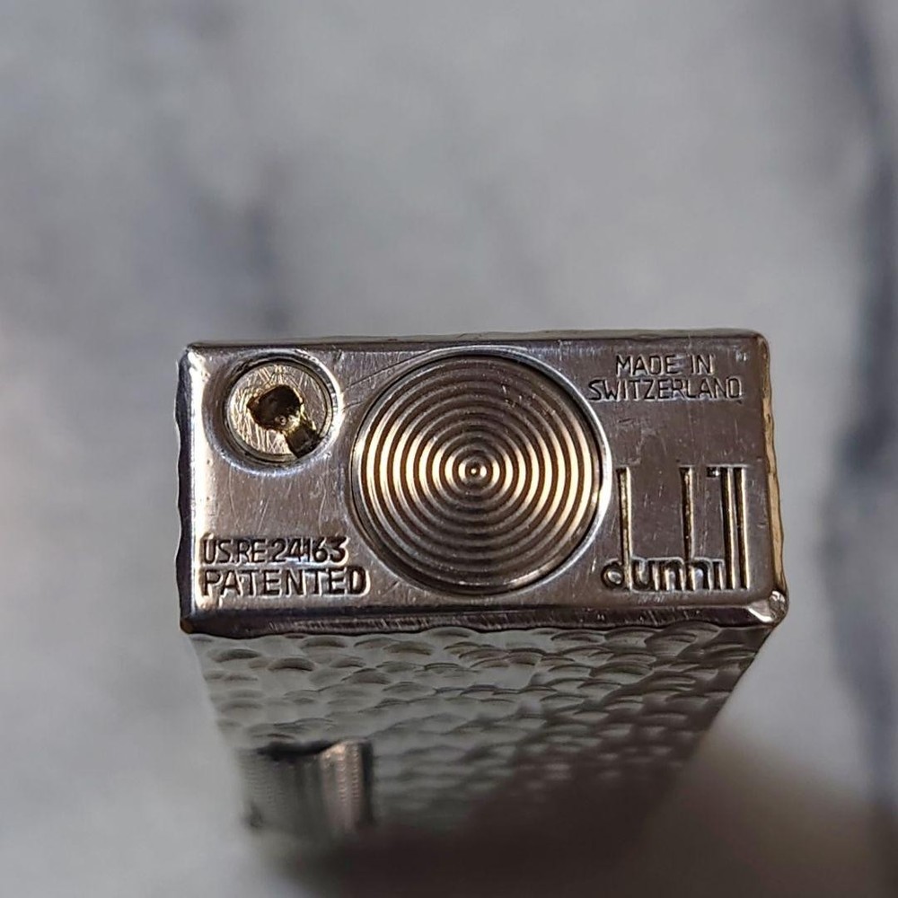 Vintage Dunhill Rolla gas lighter Silver Bark working condition