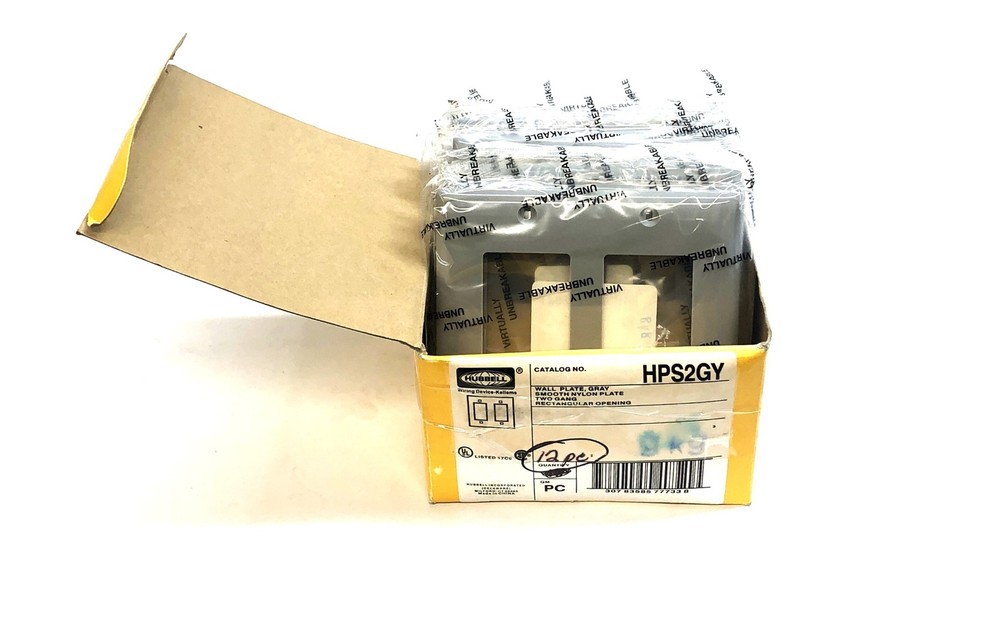 Hubbell 2Gang Smooth Nylon Rectangular Opening Gray Wall Plate 12pcs HPS2GY NOS