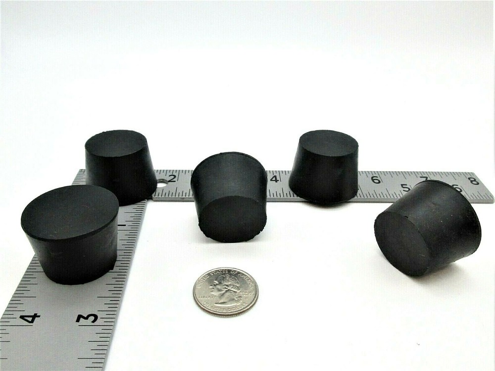 1 1/4" Solid Black Rubber Stoppers Tapered Plug Bung Plug Various Pack Sizes