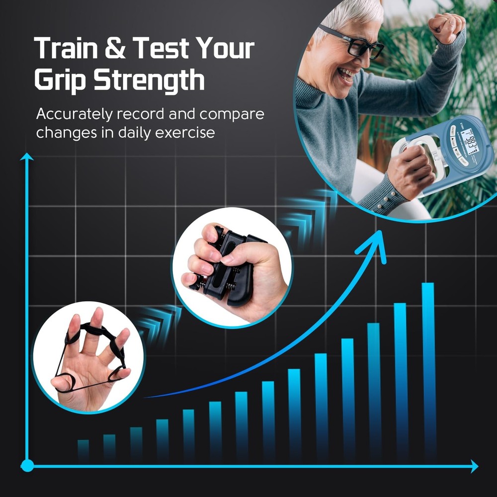 Grip Strength Tester Hand Dynamometer - Hand Gripper Strengthener Electronic ...