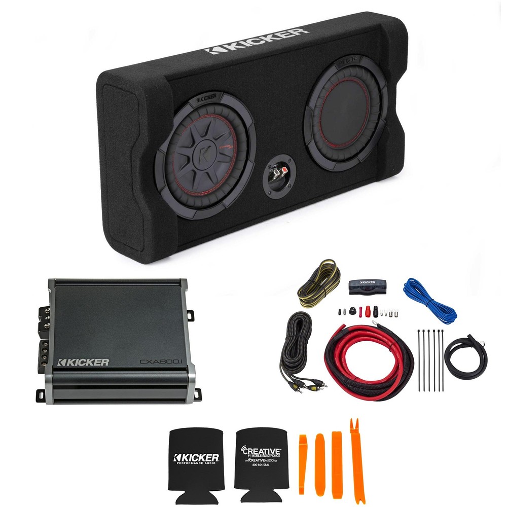 Kicker Comp RT 8" Sub + Amp + Wire Kit Enclosure Package