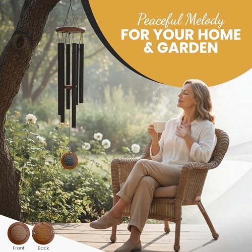 36" Personalized Memorial Wind Chimes with Custom Black Image Insert Design