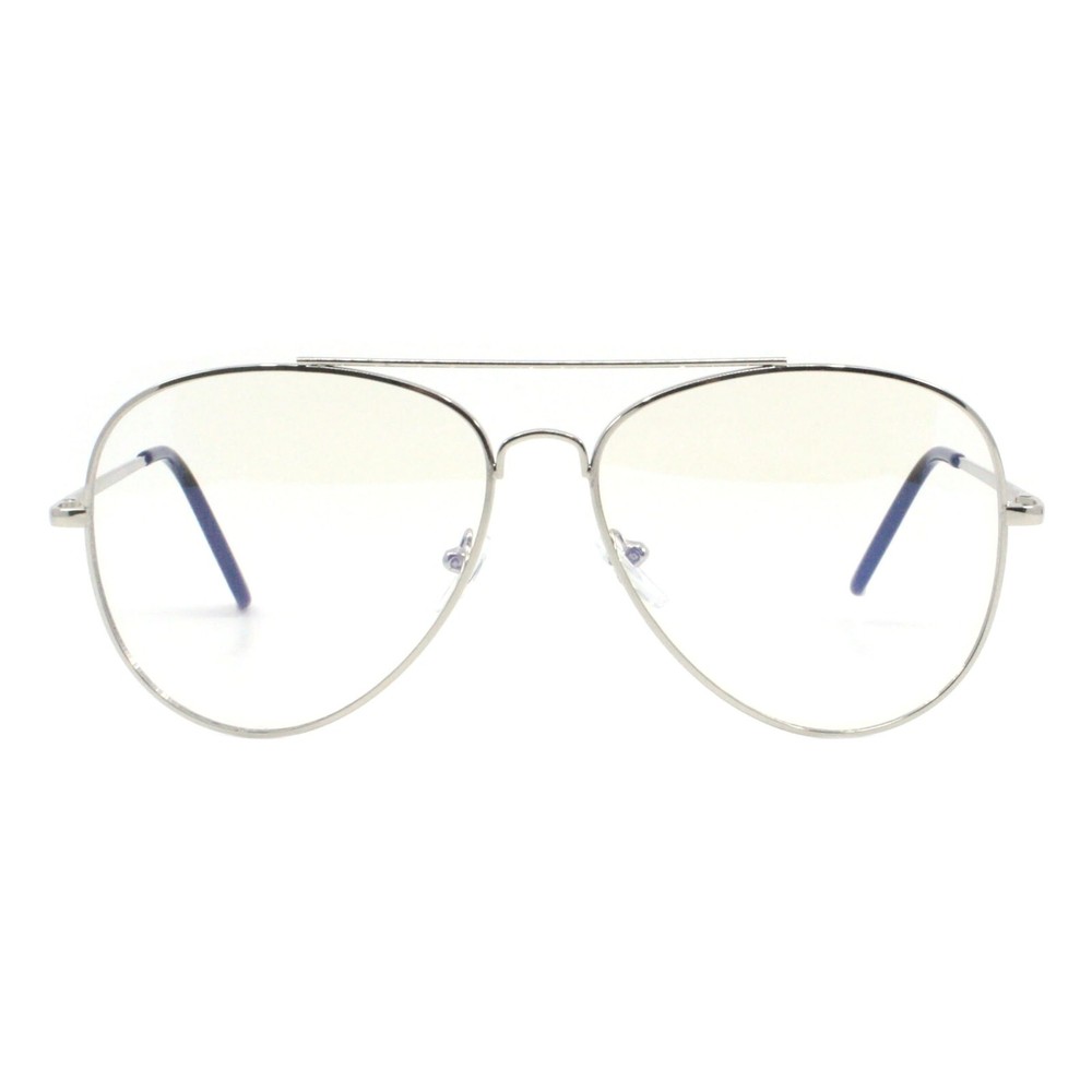 Blue Light Filtering Lens Eyeglasses Pilot Style Metal Frame Spring Hinge