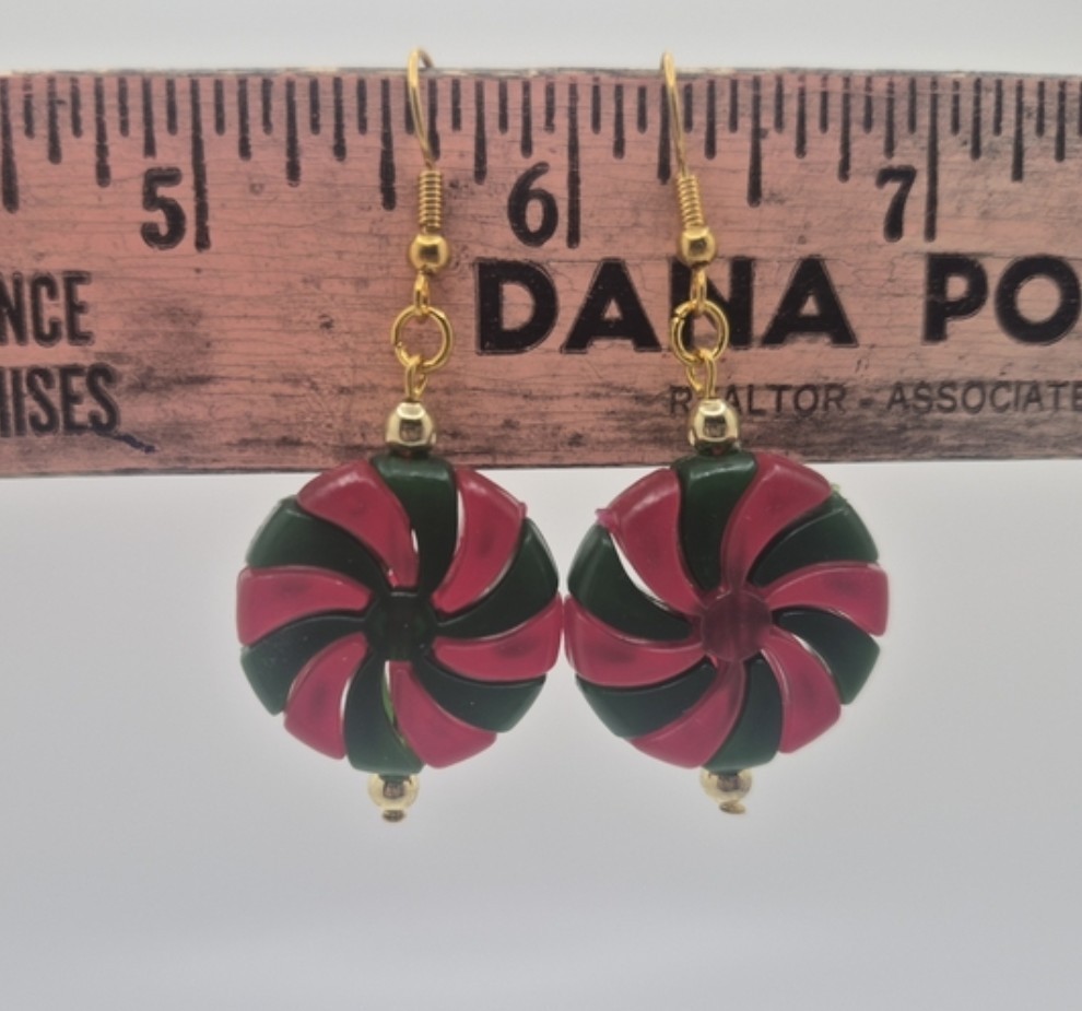 Red & Green Peppermint Earrings