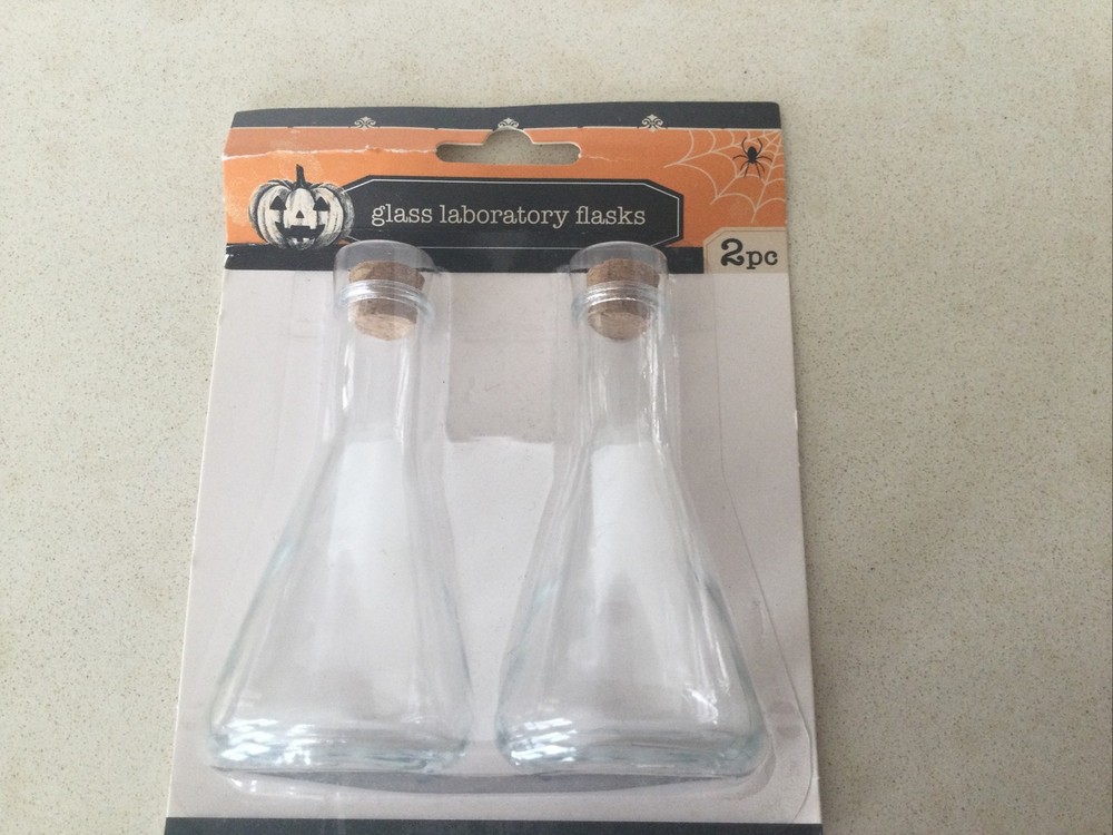 Glass Laboratory Flasks. Halloween. Decorative Pieces.