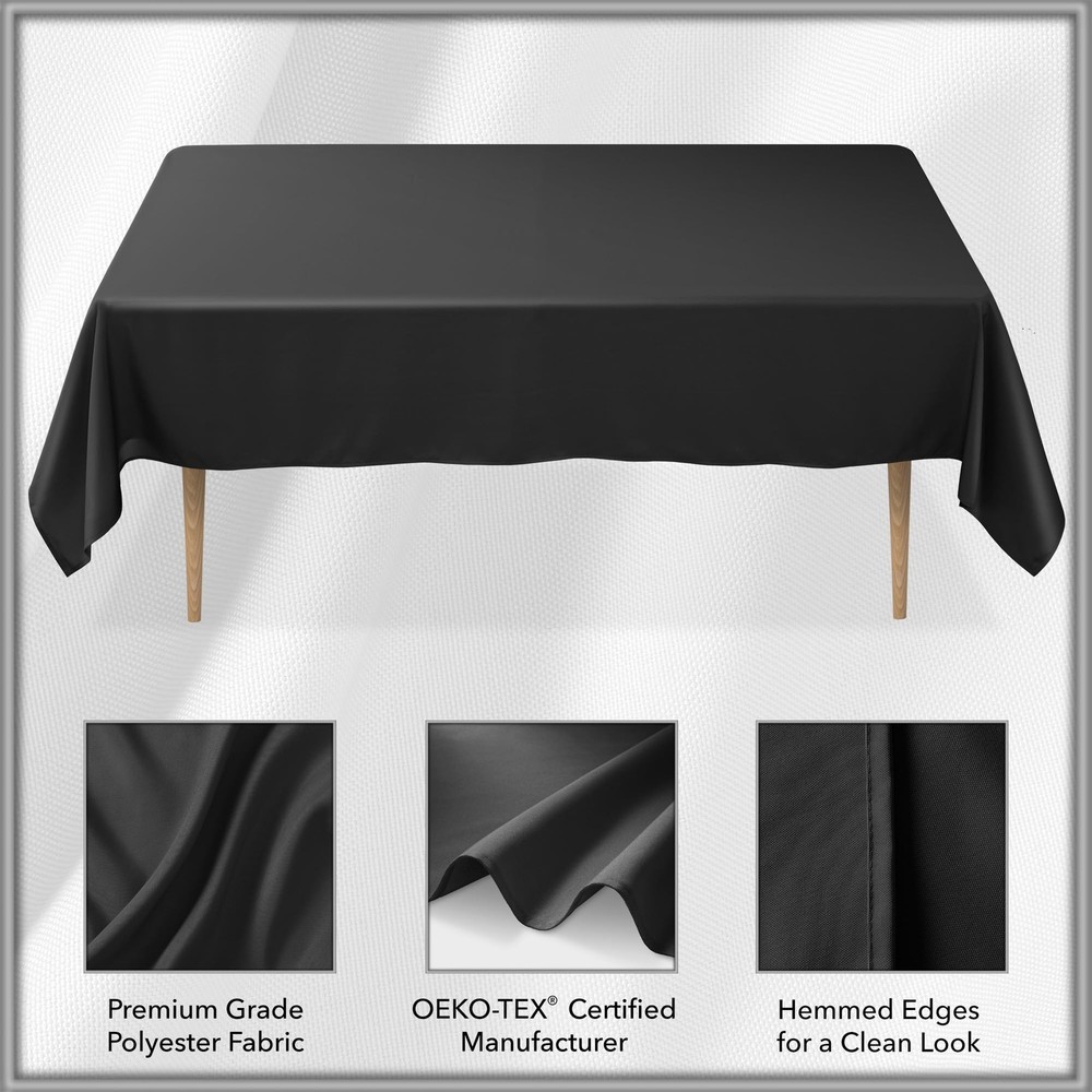 Rectangular Tablecloth 60x102 Inch Washable Polyester Dining Party Black