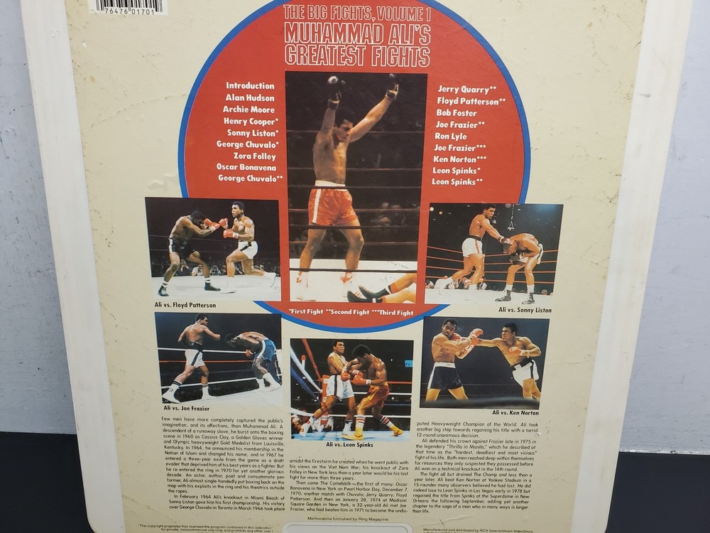 Vtg RCA SelectaVision VideoDiscs Capacitance Muhammad Ali's Greatest Fights Disc