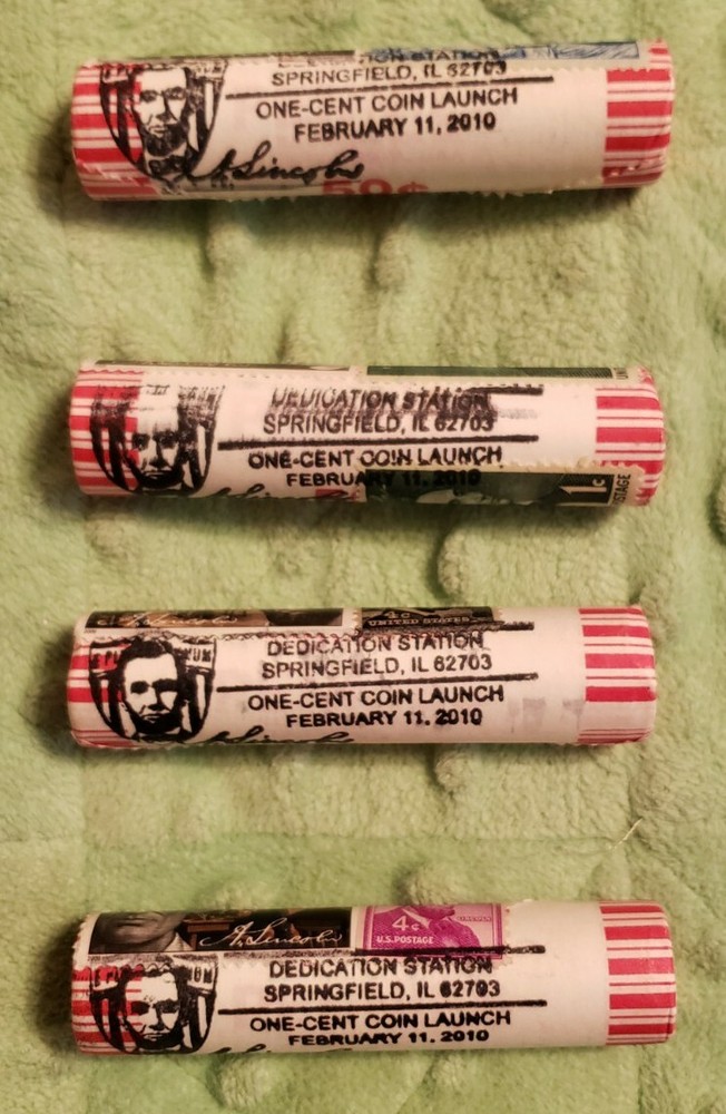 4 2010 Union Shield penny Rolls w/ postal & dedication stamp Springfield IL LP5
