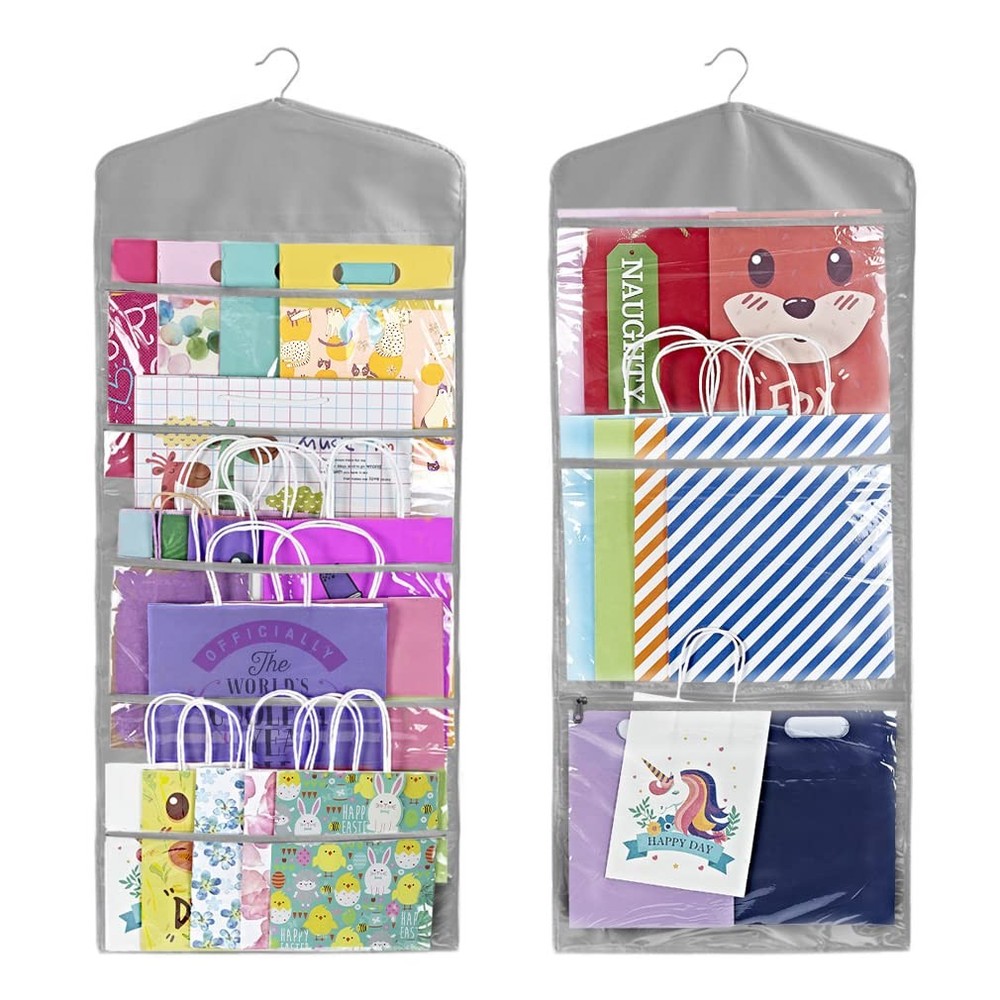 Gift Bag and Tissue Paper Storage, Hanging Organizer with Multiple Front and ...