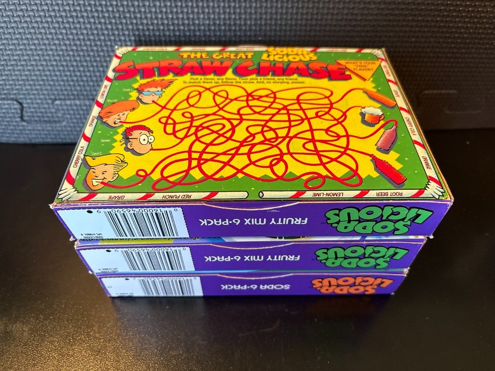 Soda Licious fruit snacks - 3 empty custom design display boxes