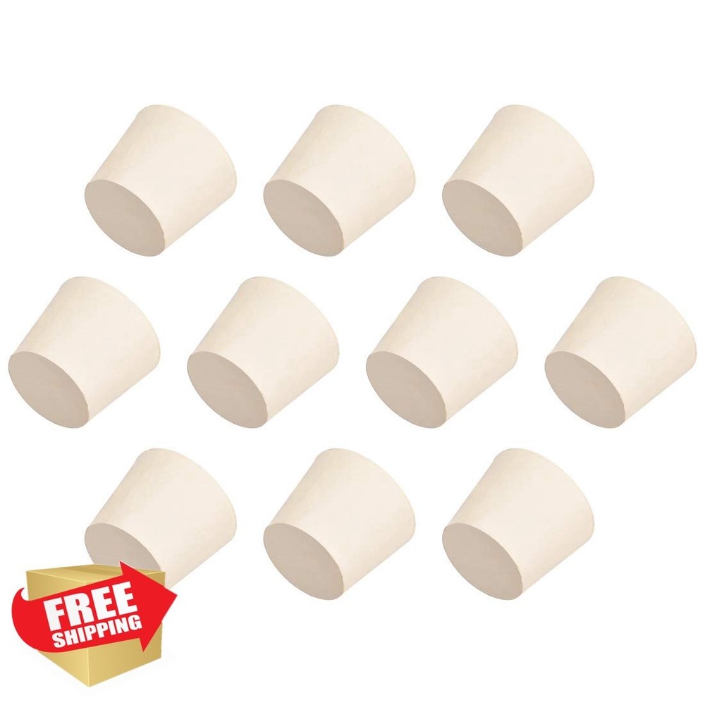 uxcell White Tapered Solid Rubber Stopper 30-34mm Lab Tube 10Pcs