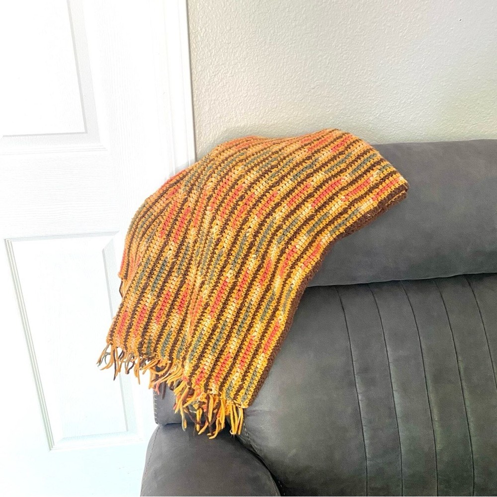 Vintage 70’s Small Crocheted Throw Blanket