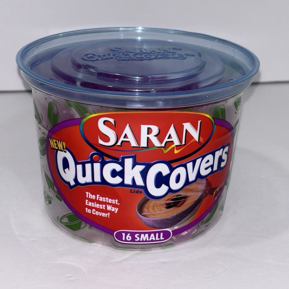 Saran Quick Covers Lid  Y2K vintage 12 count Size Small Easy Quick Coverage