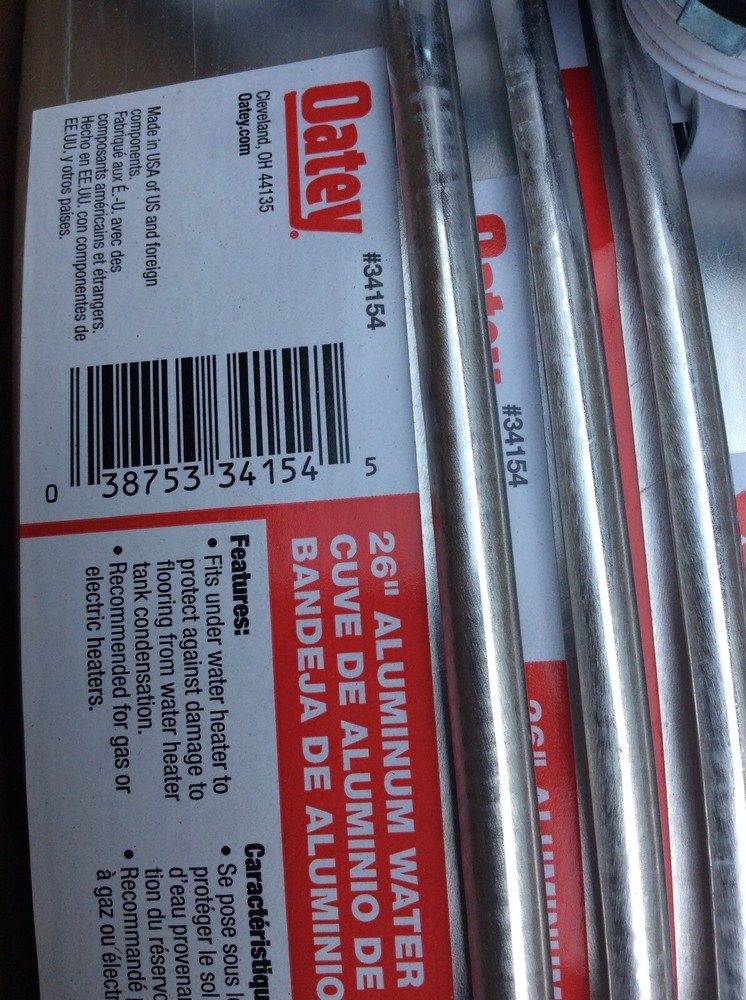 LOT OF 6 - Oatey 26" Aluminum Water Heater Pan with 1" PVC Fitting