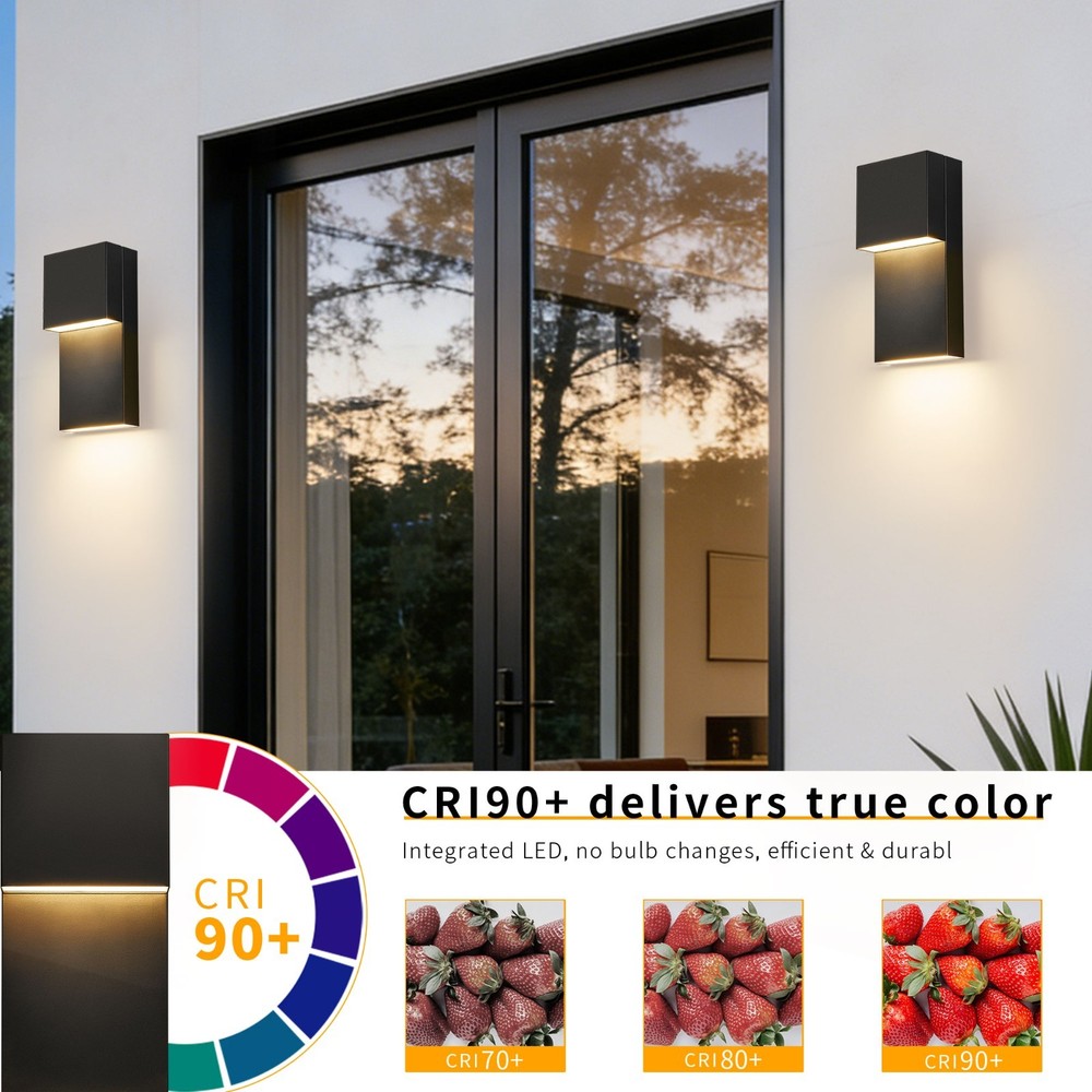 2-Pack 11.8 in. Black Wall Light