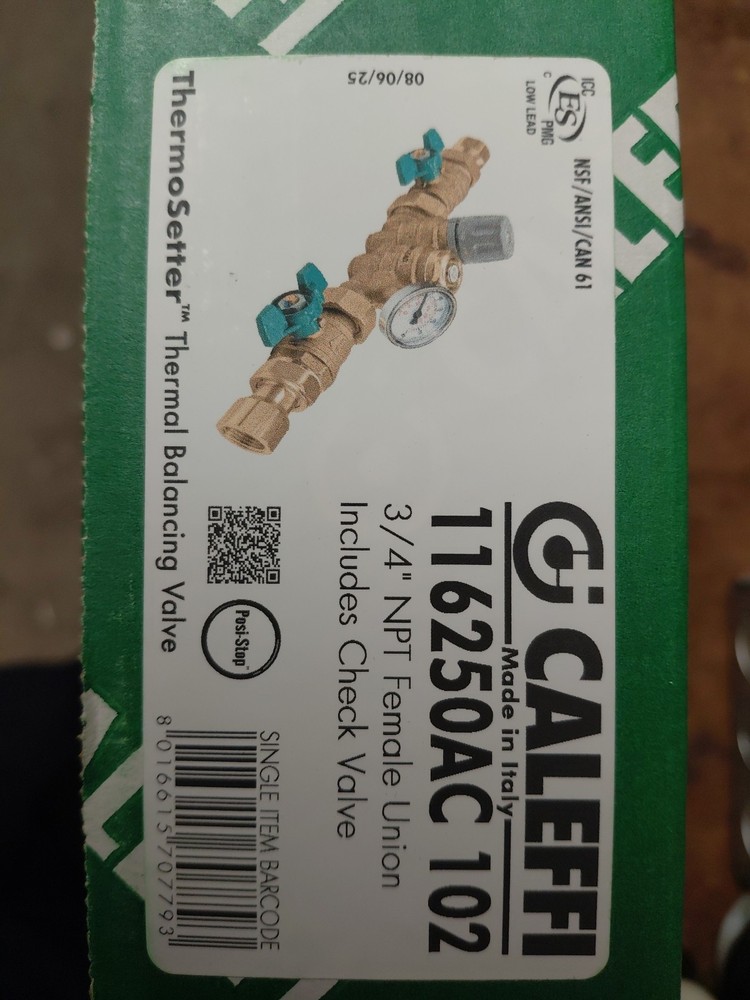 Caleffi, 116250AC 102, 3/4" NPT Female Union Includes Check Valve
