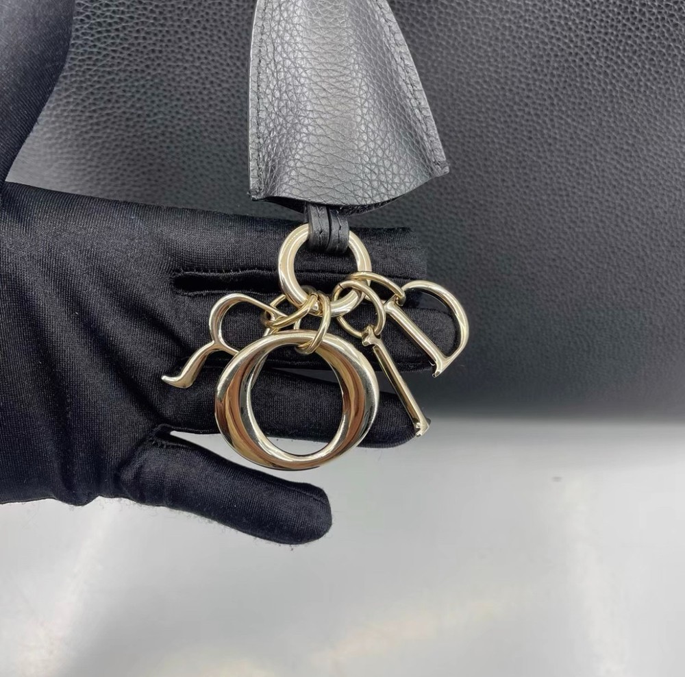 Dior Open Bar Black Leather Top Handle Bag
