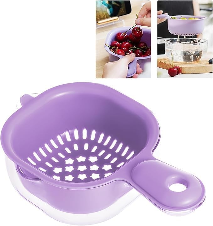 Kitchen Dual-Layer Draining Basket W/ Handle Small Fruit Spinner And Strainer