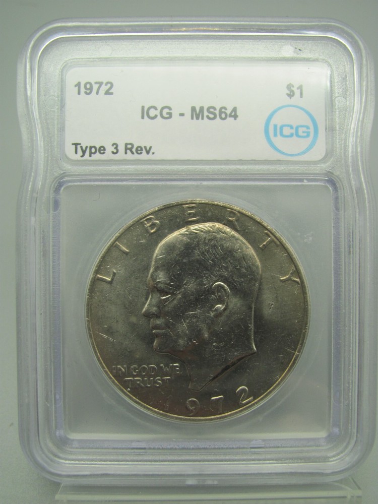 1972 Type 3 Reverse Eisenhower 'Ike' Dollar ICG MS 64