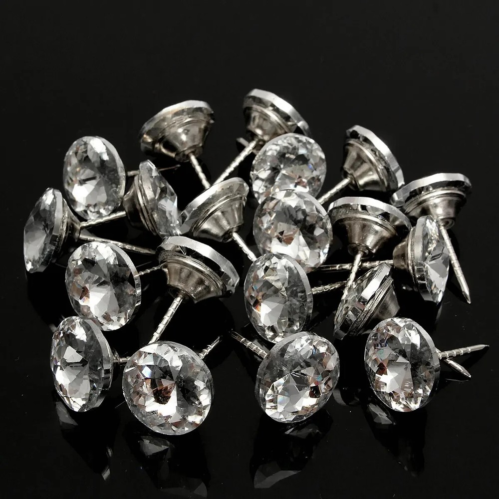 100pcs Diamond Pattern Buttons Crystal Upholstery Nails Button Tacks Studs Pins