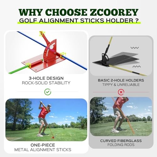 Golf Alignment Stick Holder - Metal Golf Alignment Sticks, Three-Hole Holder,