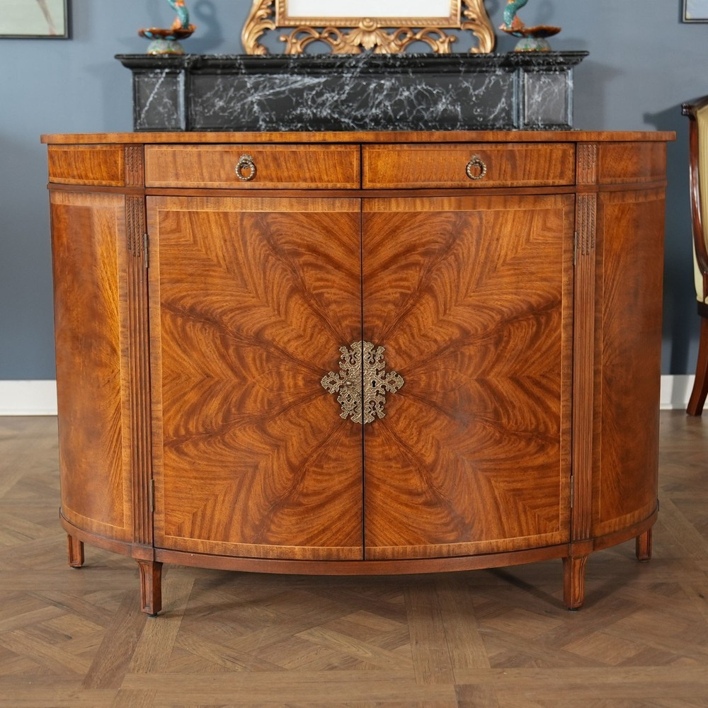 NC493075, Jonathan Charles Demi Lune Walnut Sideboard