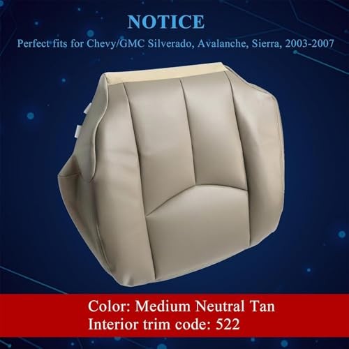 Tan 522 Front Driver Side Bottom Replacement Seat Cover Medium Neutral Tan 522