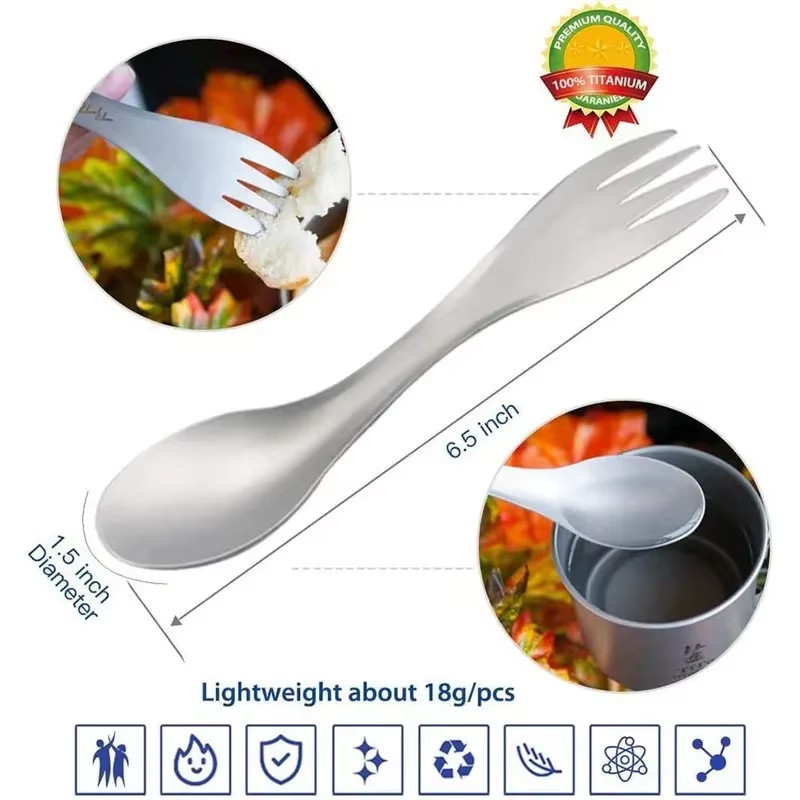 Titanium Spork 2-in-1 Spoon Fork Ultralight Camping Tableware US