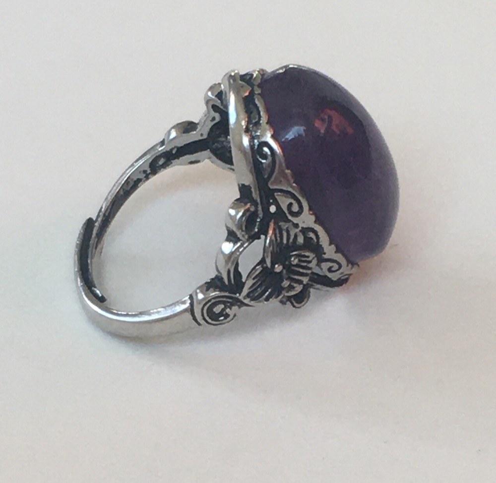 amethyst ring s925 adjustable to size 6 & 7
